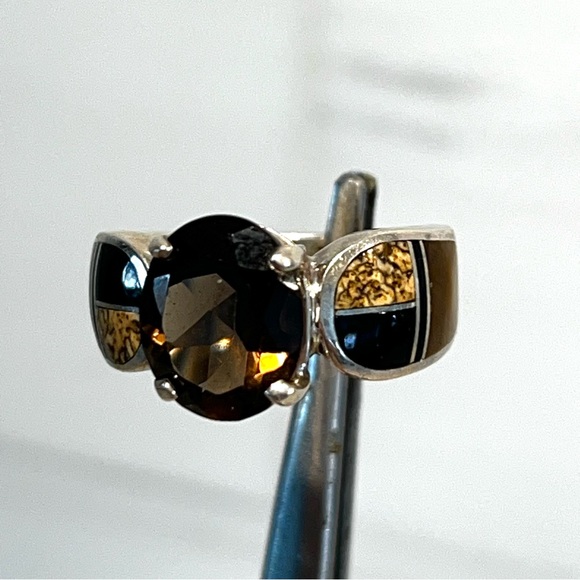 161. David Rosales designer artisan 925 Sterling Smokey Topaz ring size 7 3/4 - Picture 12 of 12